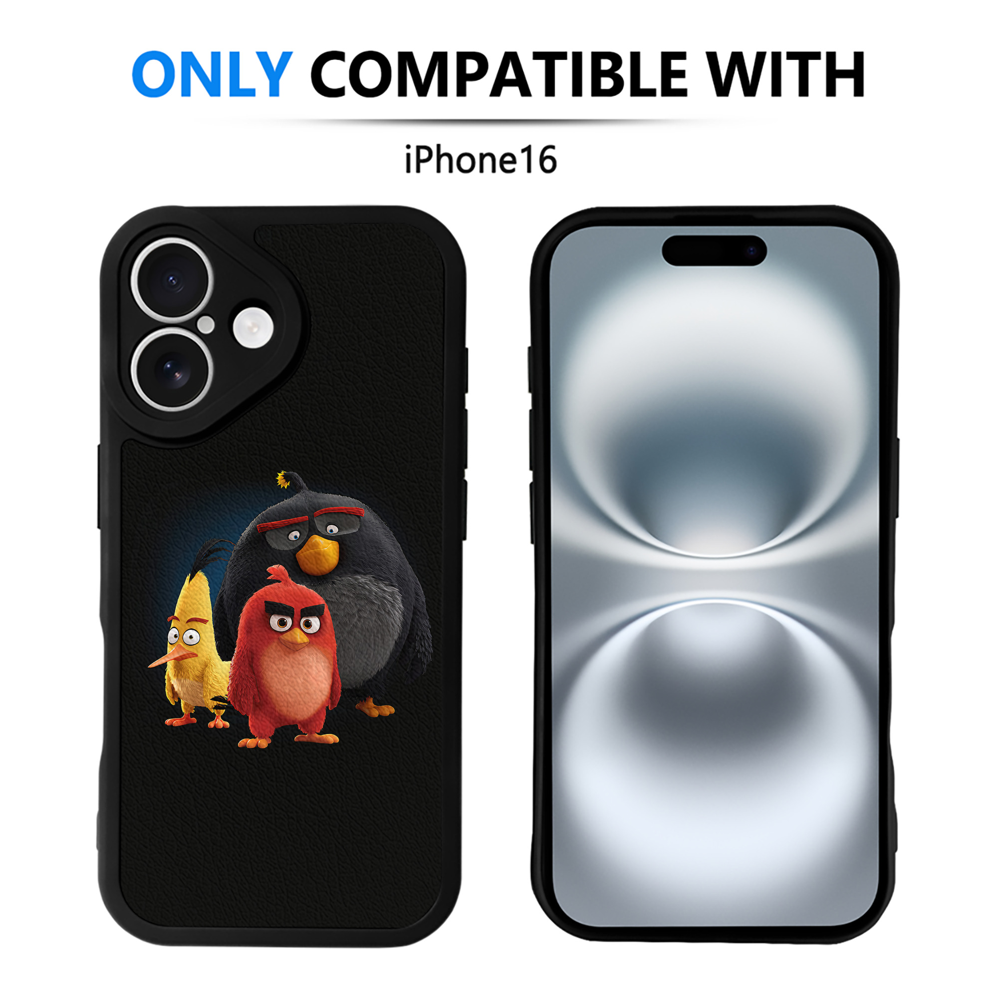 （画像用） Angry Birds アングリーバード 【iPhone 16シリーズ対応】シリコンスマホケース（レザー調） 材質：シリコン